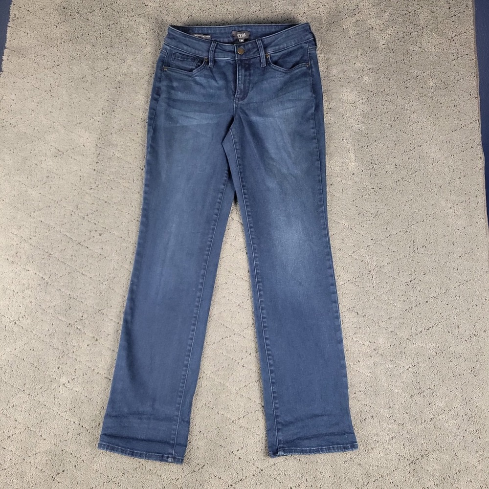 NYDJ Jeans Womens 4P Blue Marilyn Straight Dark Wash Stretch Denim Mid Rise